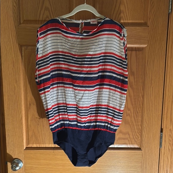 NWT Fiorucci Striped Bodysuit - Red, Blue, White Made in Italy - Picture 1 of 4